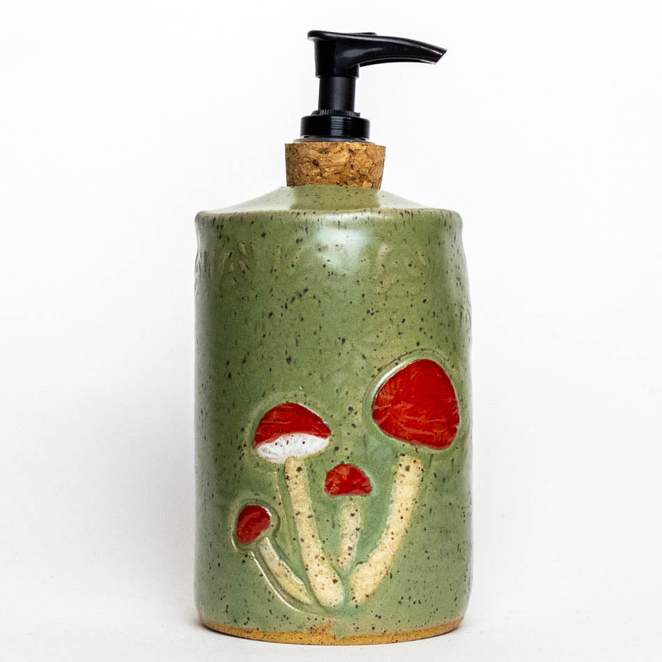 Mushroom Green Stoneware Soap Dispenser