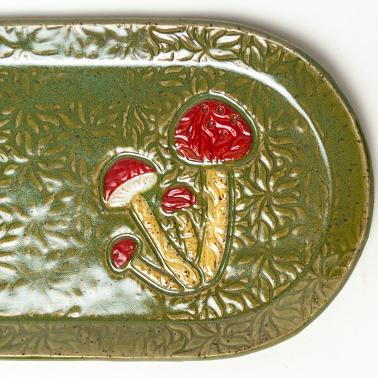 Mushroom Green 10"  Stoneware Platter