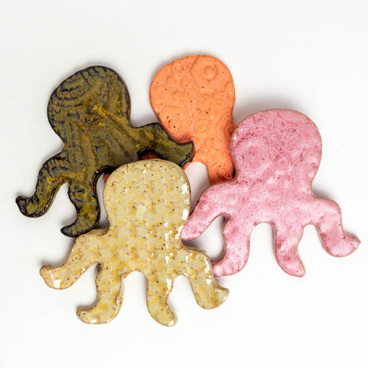Octopus Stoneware Ceramic Magnet - Asst. Colors
