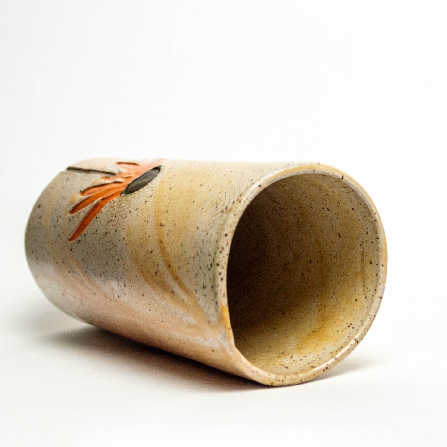 Orange Cone Flower Beige Vase