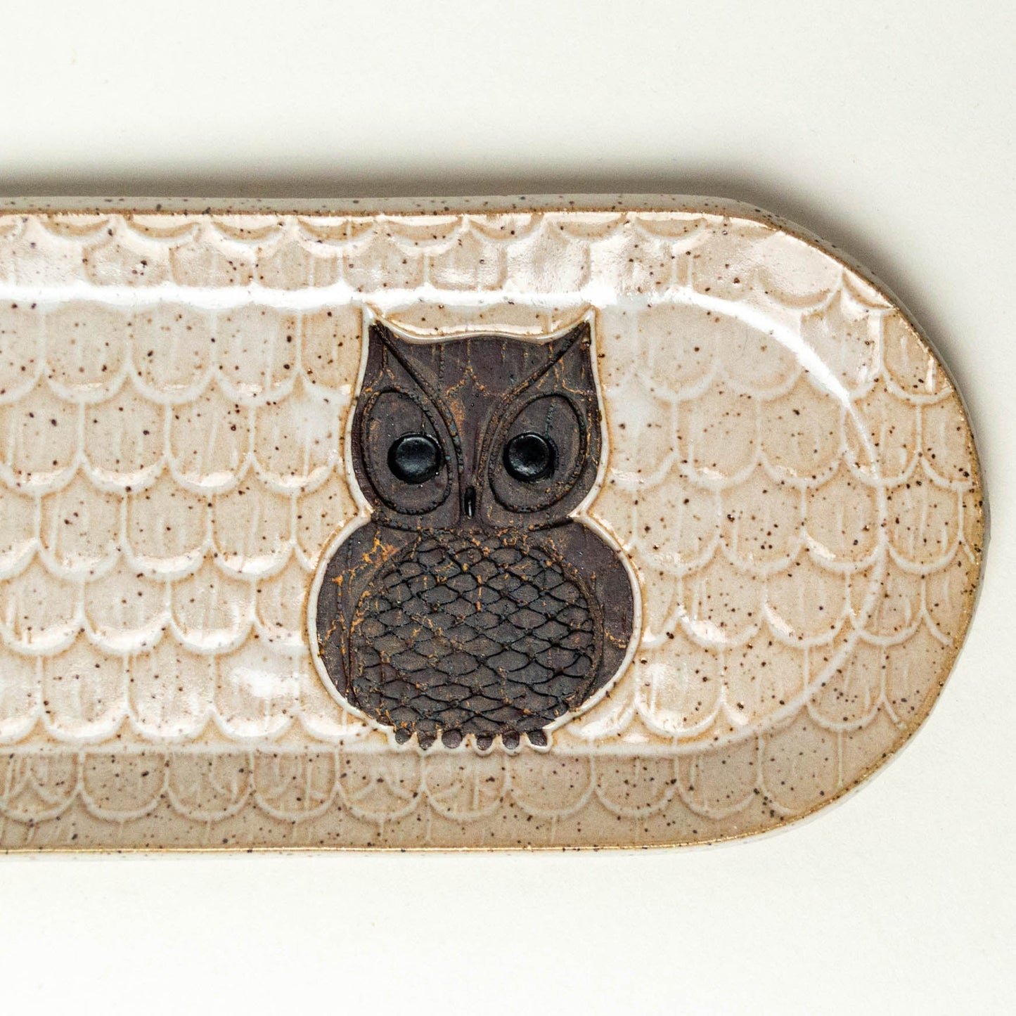 Retro Owl on White Stoneware 12" Platter