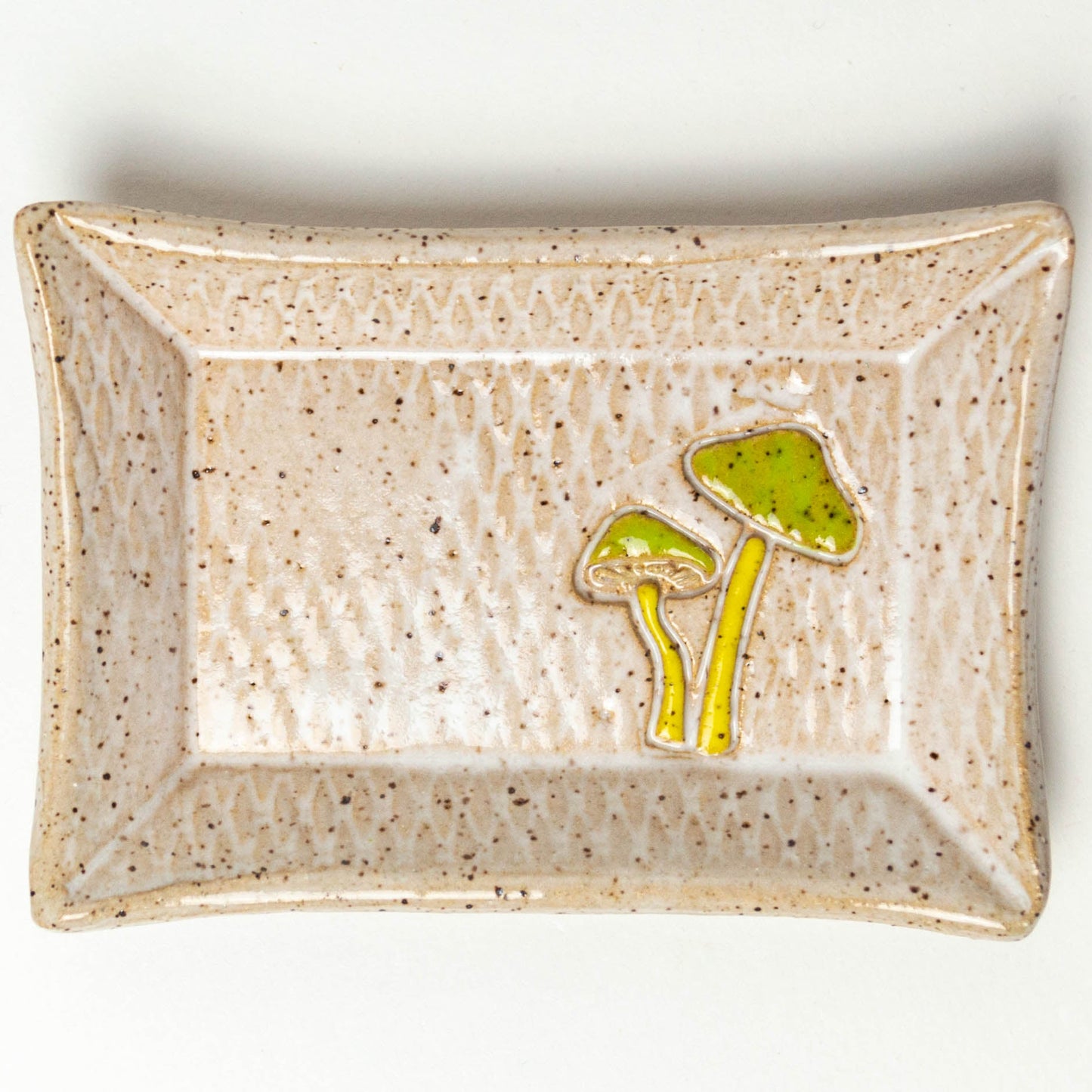 Parrot Mushroom White Stoneware Trinket Dish