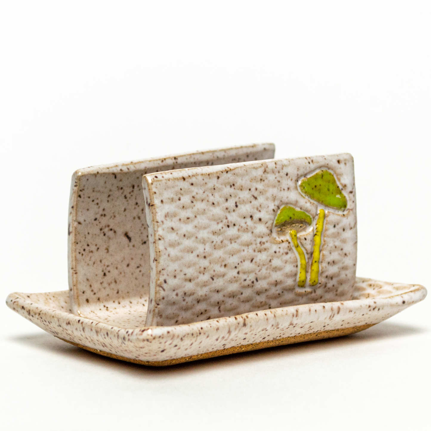 Parrot Mushroom White Stoneware Sponge Holder