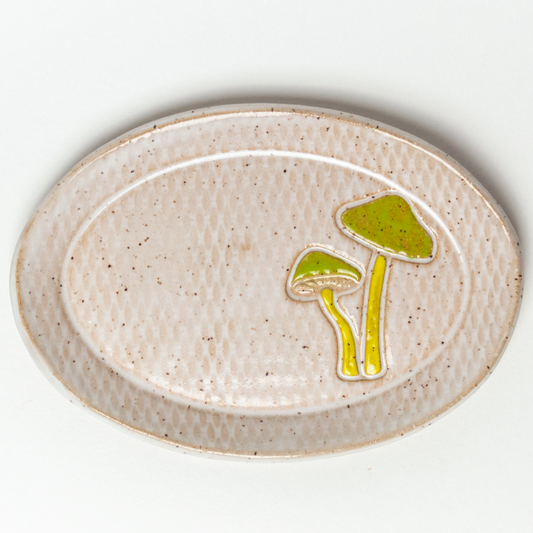 Parrot Mushroom White Oval Trinket Dish