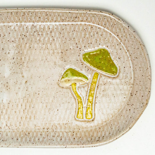 Parrot Mushroom White Stoneware 10" Platter