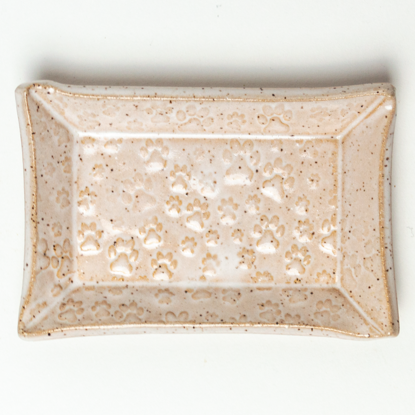 Paw Print Pattern on White Stoneware Trinket Dish