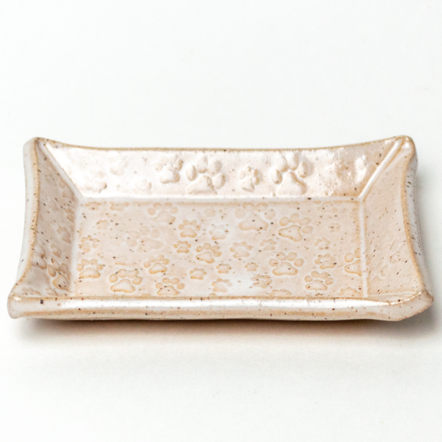 Paw Print Pattern on White Stoneware Trinket Dish