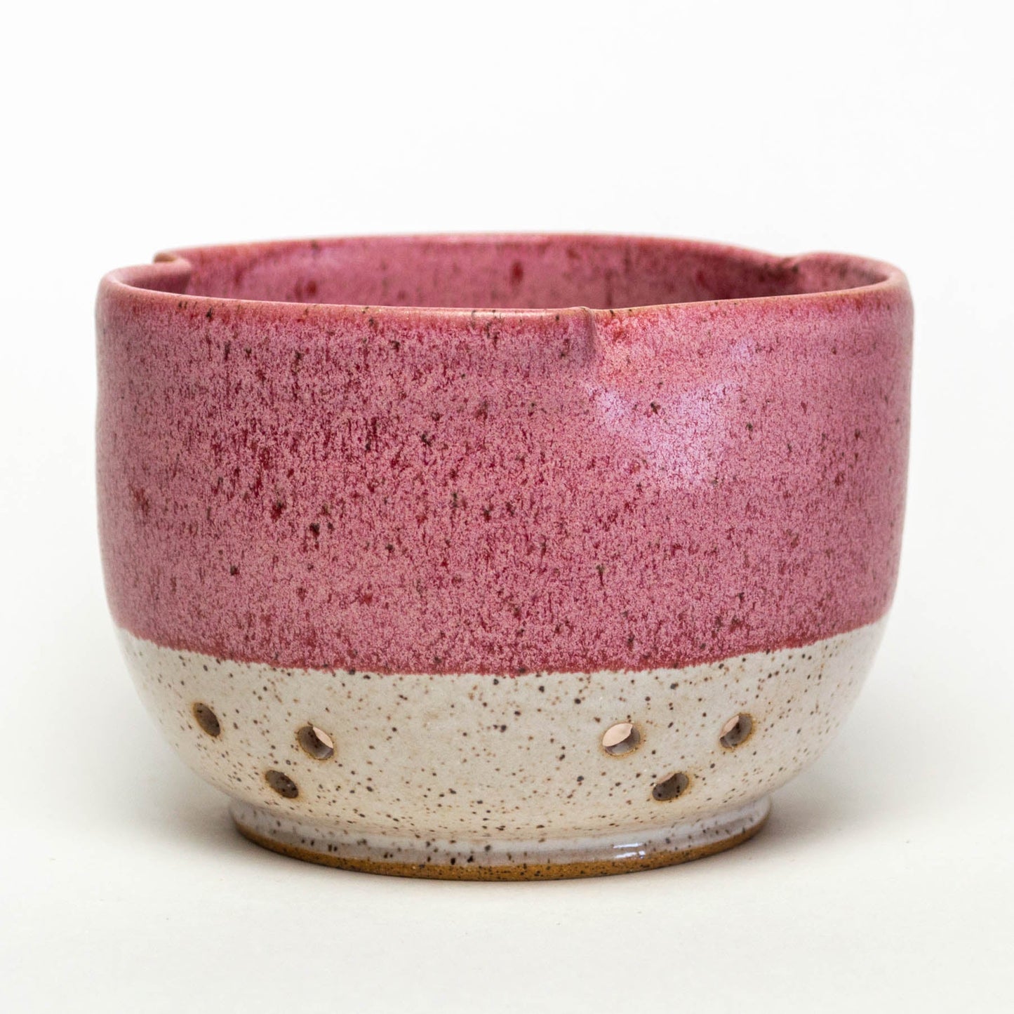 Pink/Red & White Hand-Thrown Stoneware Berry Bowl