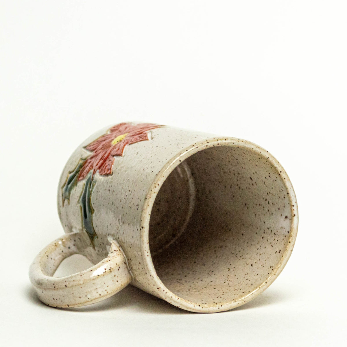 Poinsettia on White Stoneware 14oz Mug