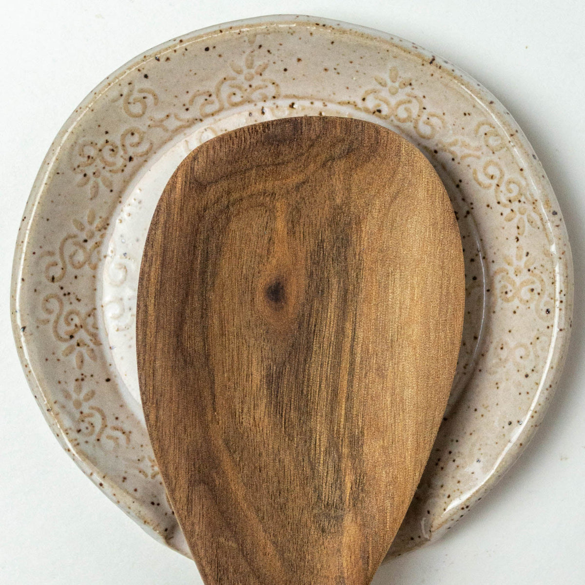 Poinsettia on White Stoneware Spoon Rest