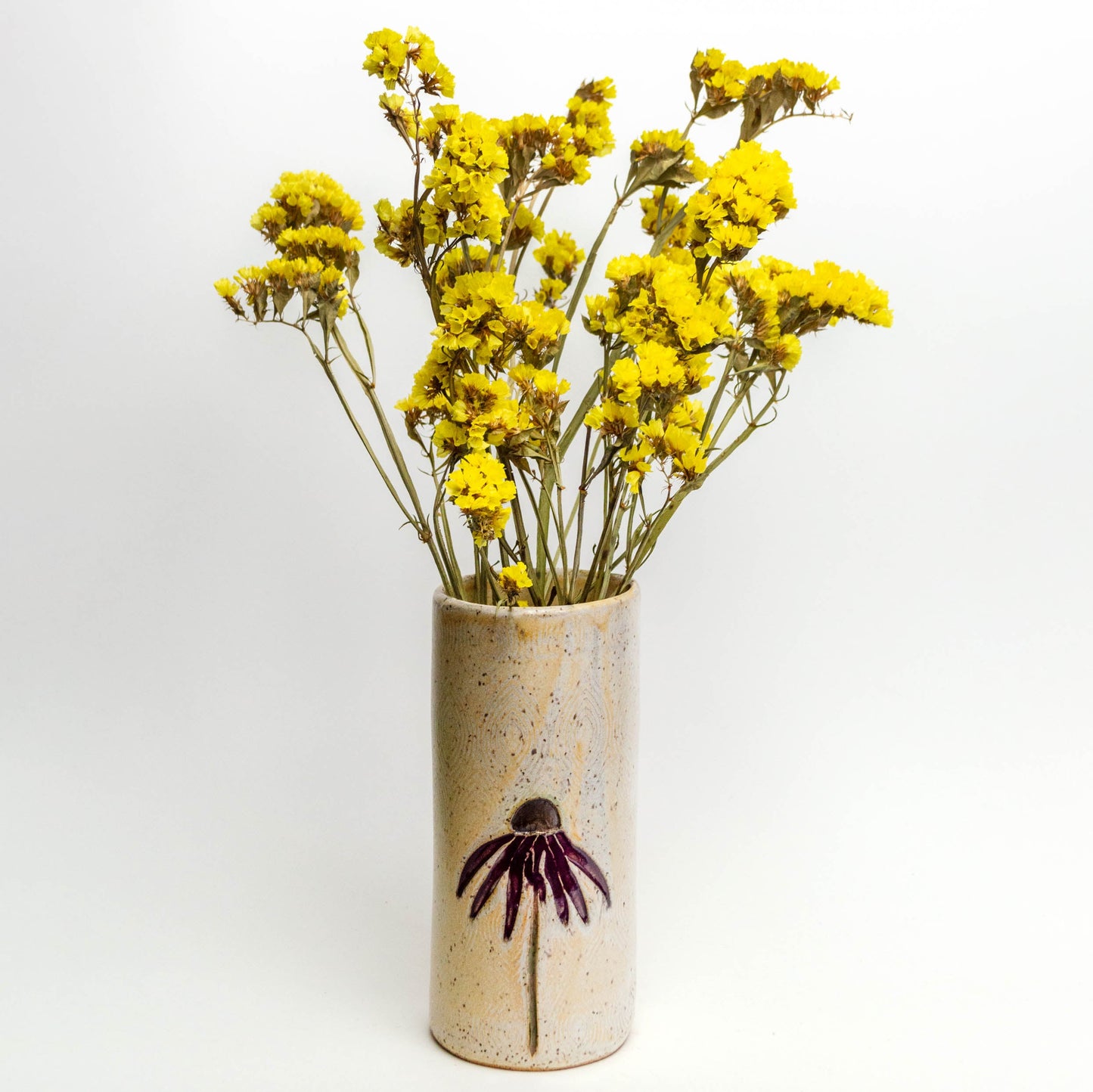 Purple Cone Flower Beige Vase