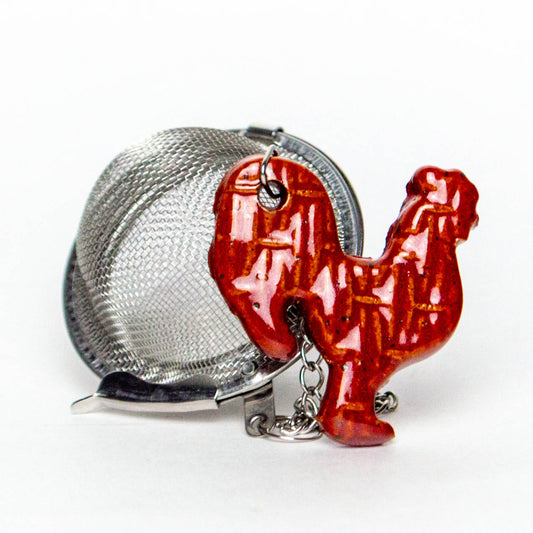 Rooster Stoneware Cinnamon Charm  w/ Tea Ball Infuser