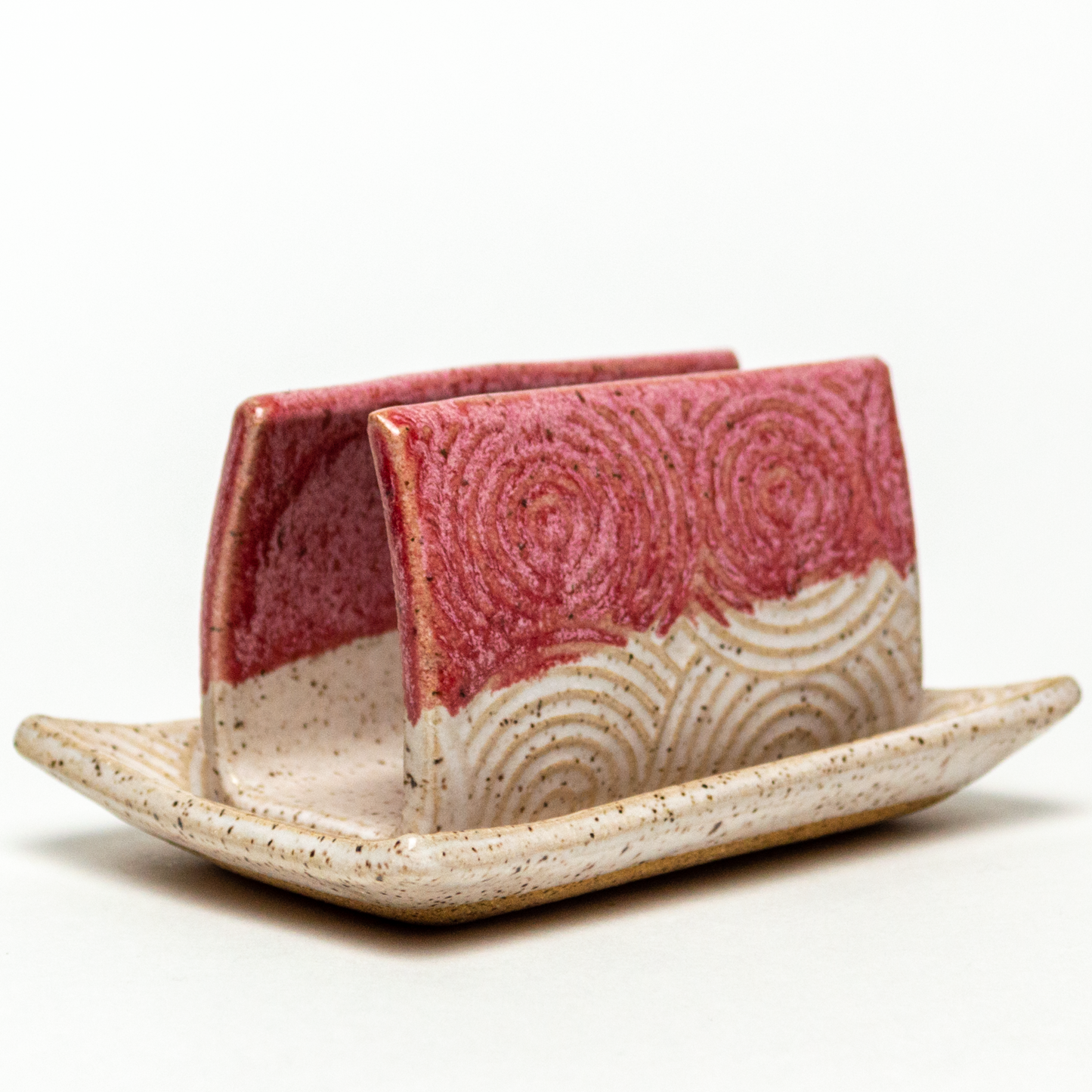 Red & White Spiral Pattern Sponge Holder