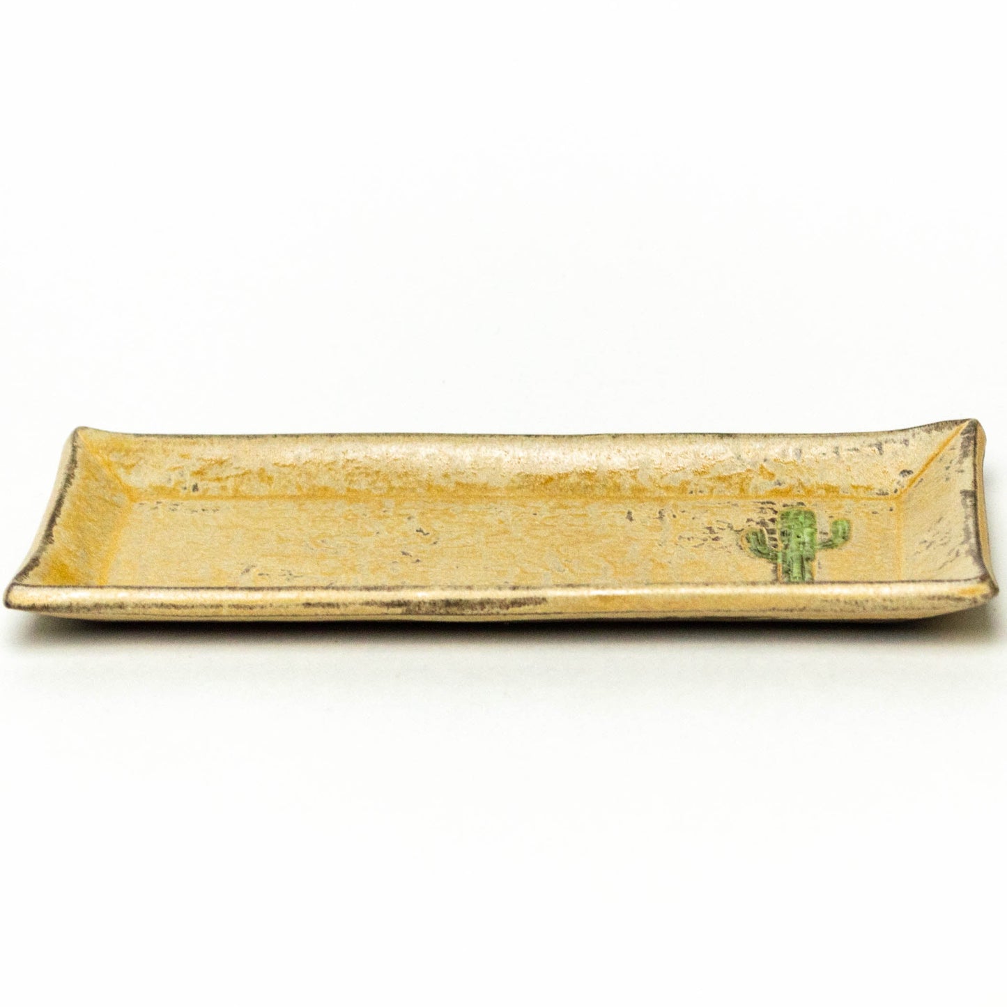 Saguaro Cactus on Beige Chocolate Stoneware Butter Dish