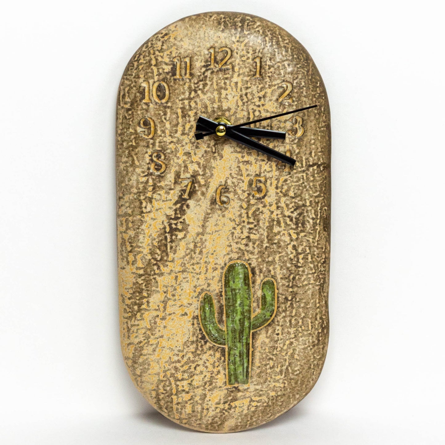Saguaro Cactus on Beige Chocolate Clay Wall Clock