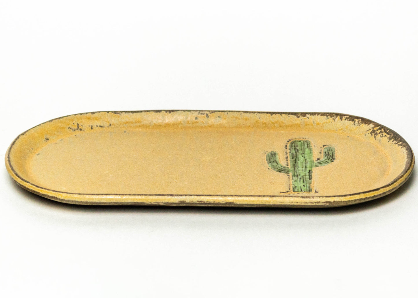 Saguaro Cactus on Beige Chocolate Stoneware 10" Platter