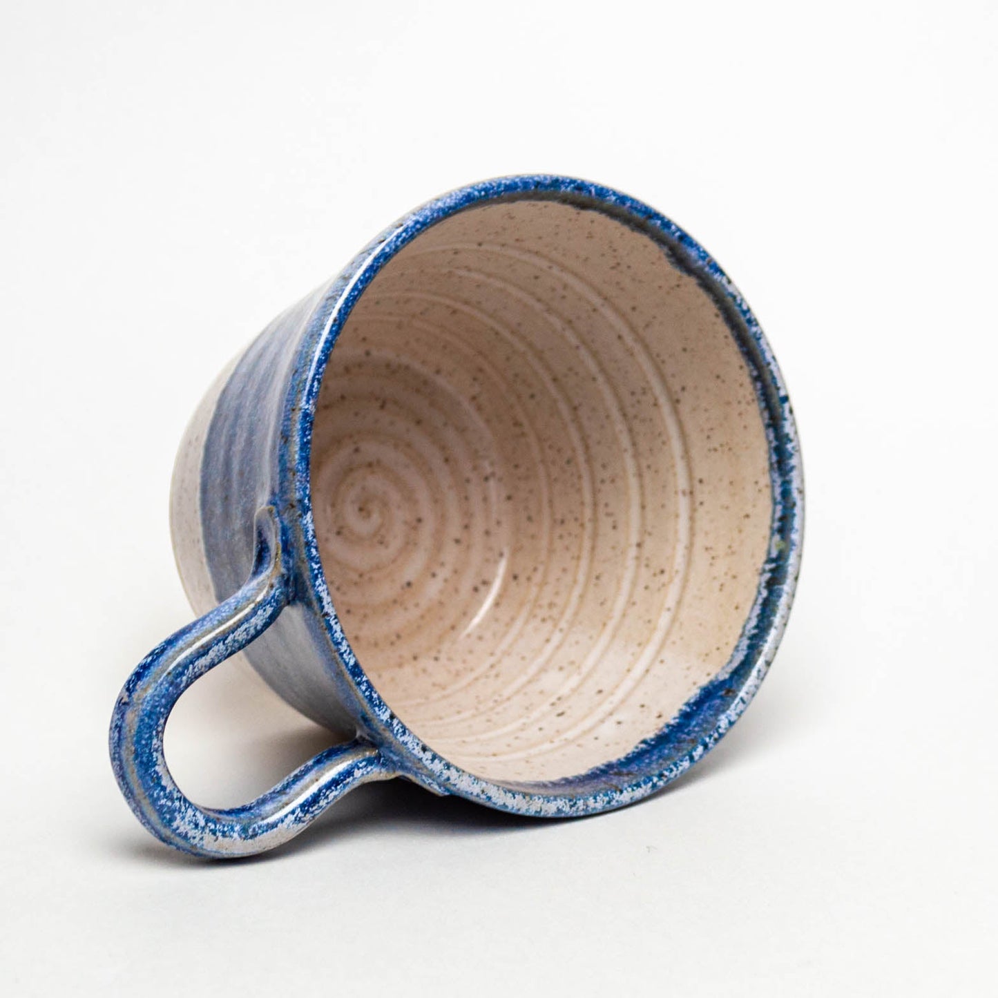 Blue & White Hand-Thrown Stoneware Shave Bowl w/ Brush