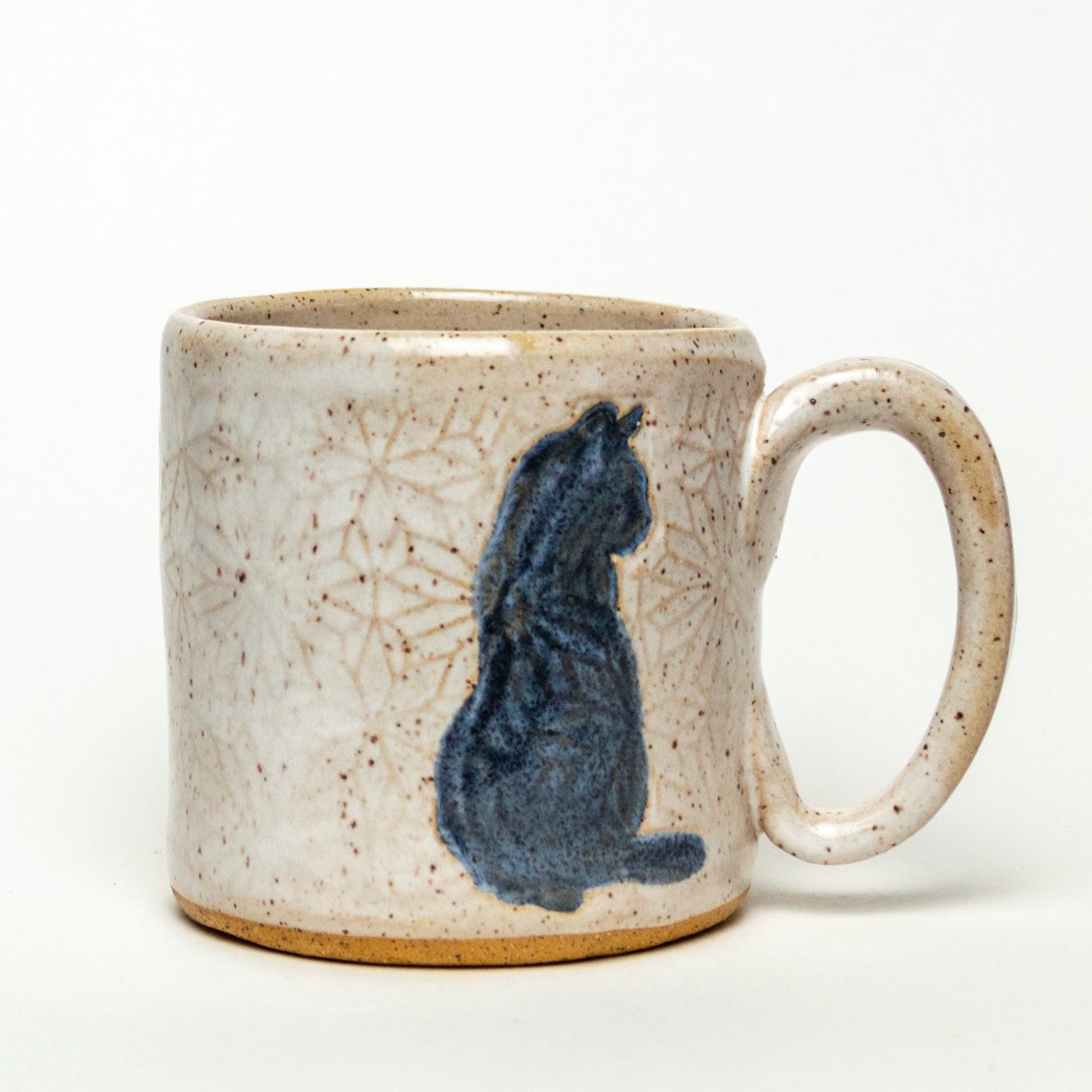 Sitting Black Cat White 10oz Stoneware Mug