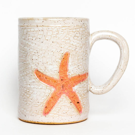 Starfish on White Stoneware 14oz Mug