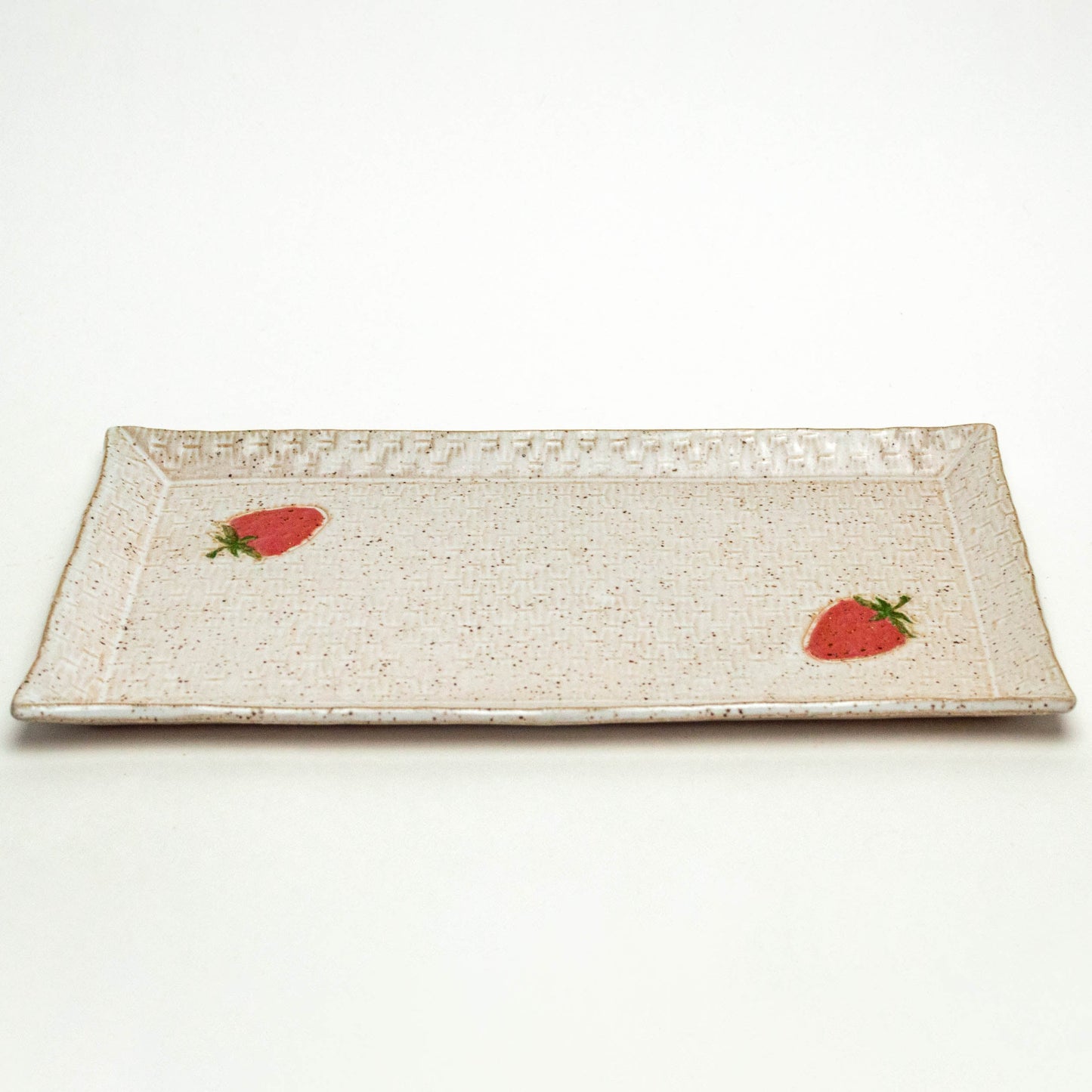 Strawberry on White Stoneware Rectangular 10" Platter