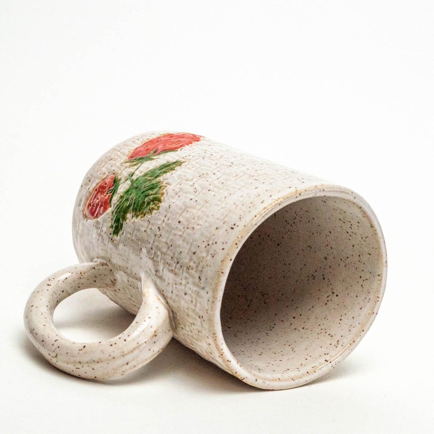 Strawberry Pattern on White Stoneware 14 oz Mug
