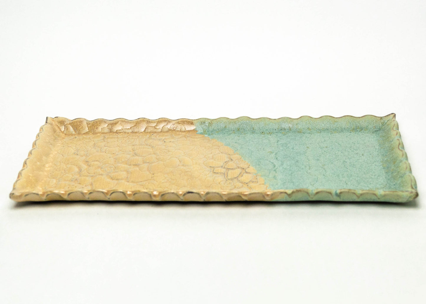 Green Succulent Pattern 12" Handmade Stoneware Platter
