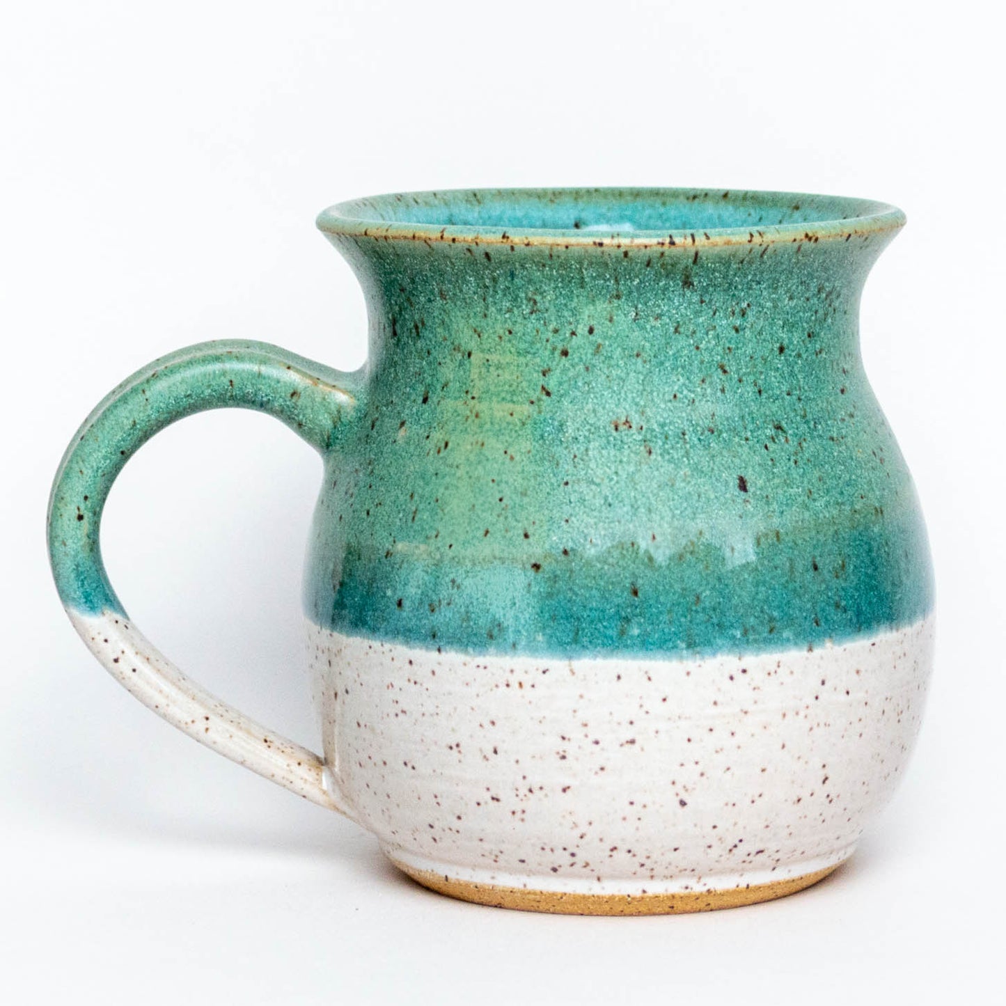 Turquoise & White Hand Thrown Stoneware Hourglass 14oz Mug