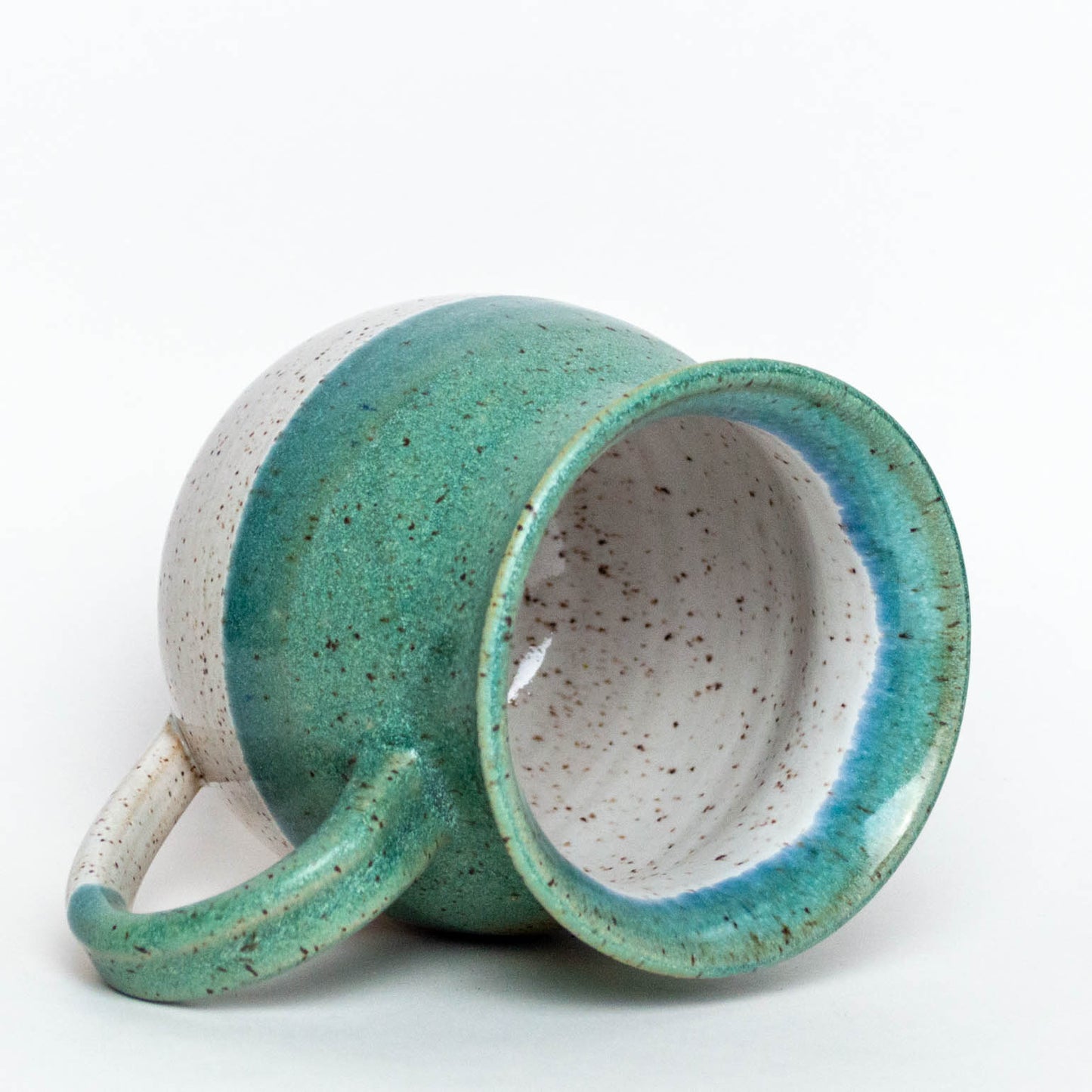 Turquoise & White Hand Thrown Stoneware Hourglass 14oz Mug