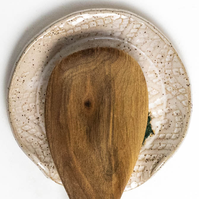 Slider Turtle on White Stoneware Spoon Rest