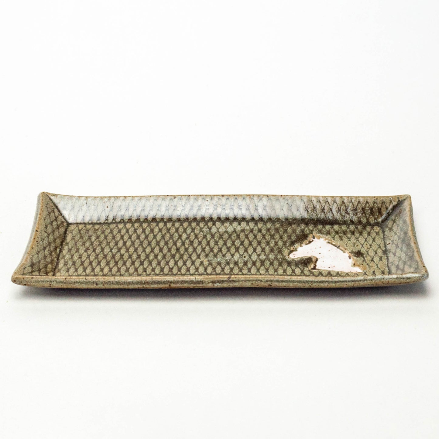 White Horse on Silver Stoneware Butter Dish