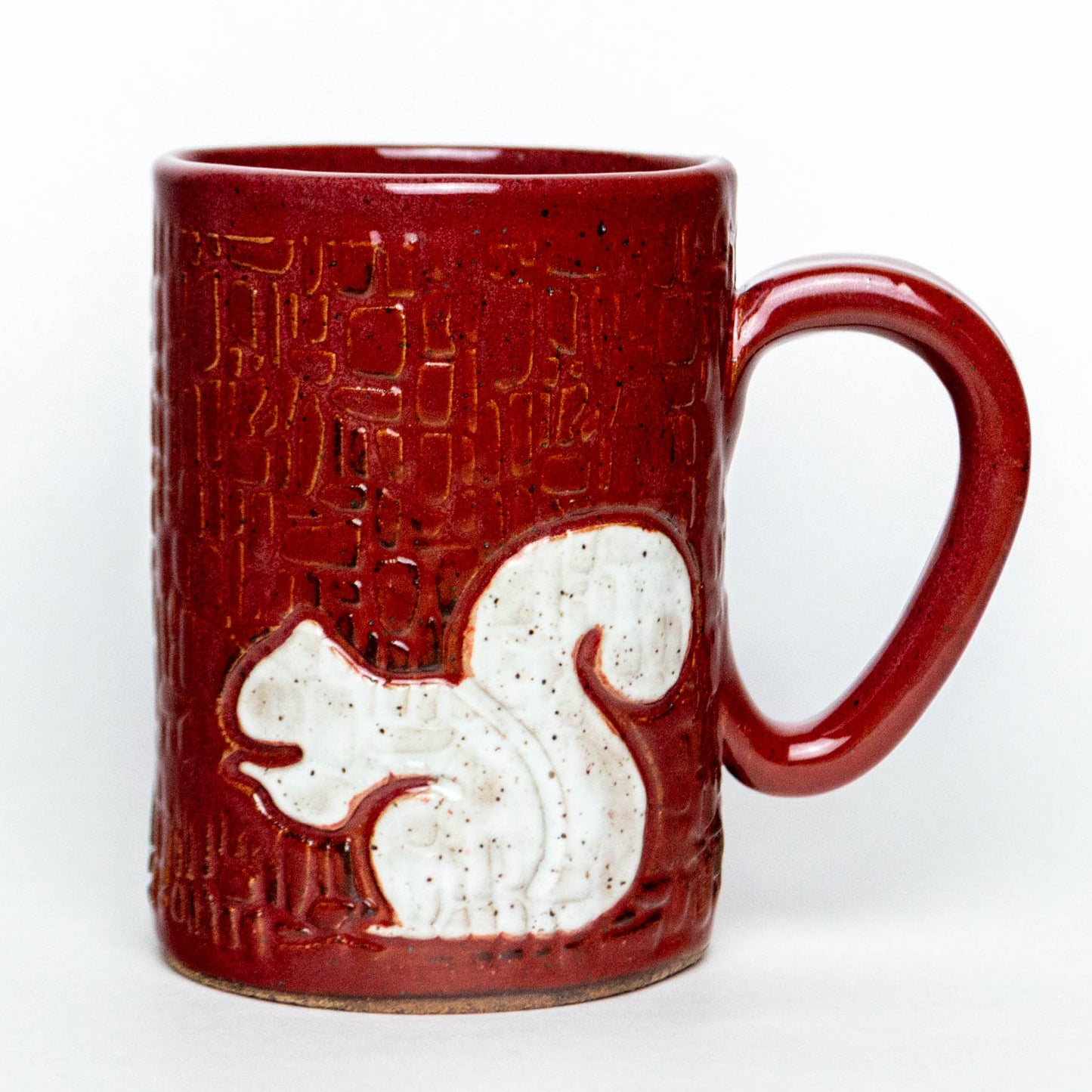 White Squirrel Handmade Stoneware Cinnamon Red 14oz Mug